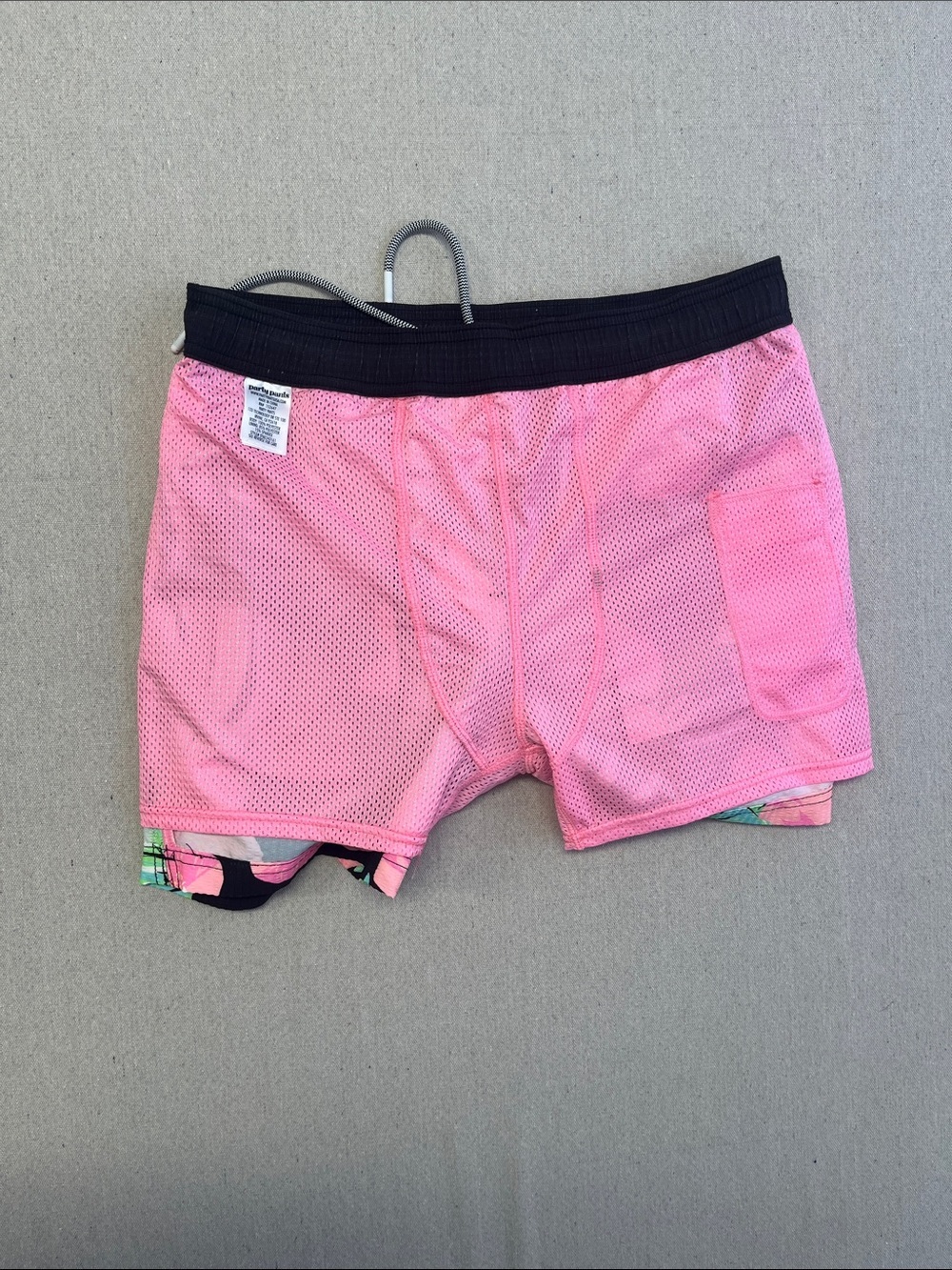 Party Pants Tropical Floral Swim Trunks Black Pink Medium Shorts - Picture 14 of 15